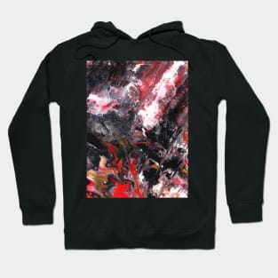 Planet Fall Abstract in Black White Red Gold Hoodie